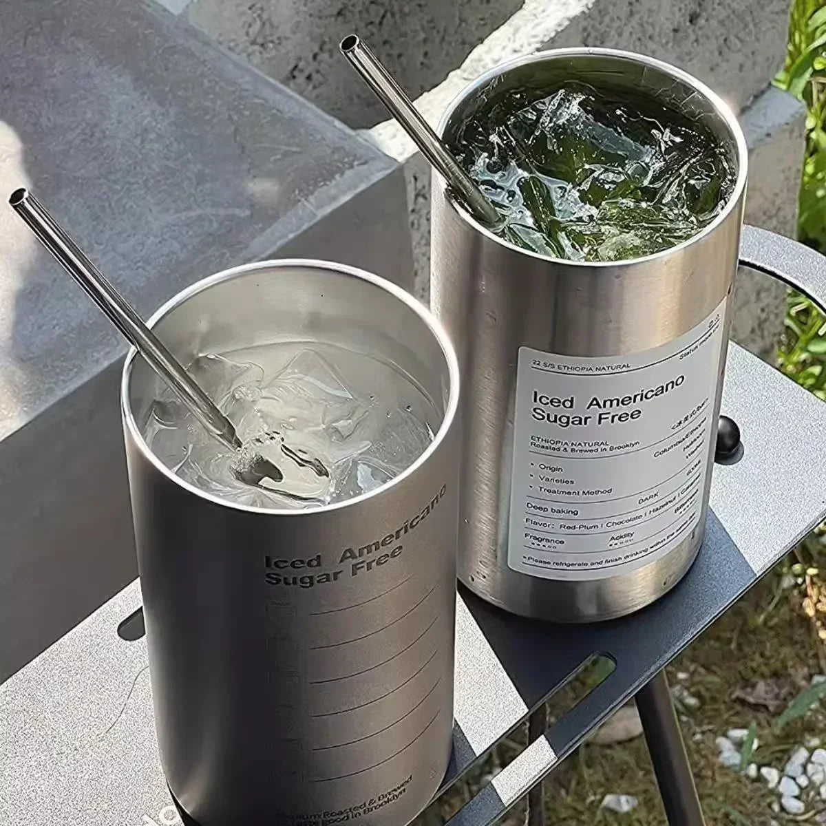 Thermos Cup Portable 304 Stainless Steel Coffee Mug Thermal Leak-proof Water Bottle with Straw Insulated Bottle Drinkware