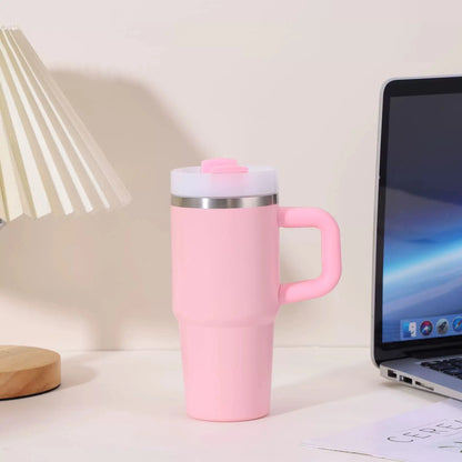 14oz New Double-layer Vacuum Car Cup Large Capacity 304 Stainless Steel Thermal Insulation Cup with Portable Handle Water Cup