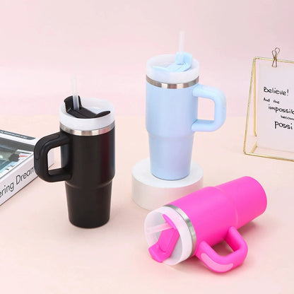 14oz New Double-layer Vacuum Car Cup Large Capacity 304 Stainless Steel Thermal Insulation Cup with Portable Handle Water Cup