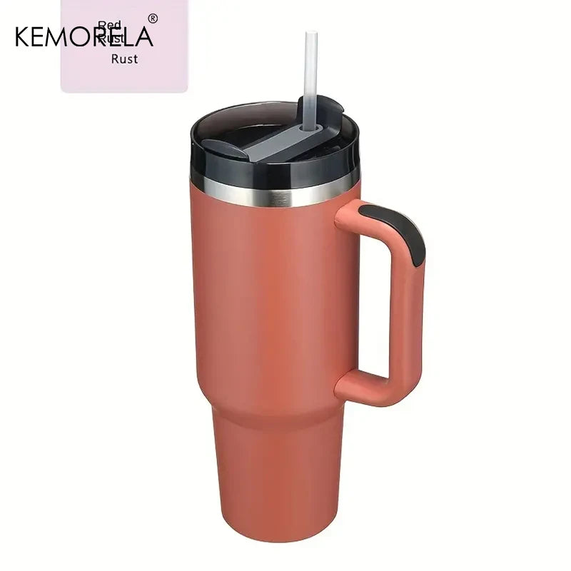 KEMORELA 900ML/1200ML Double Wall Vacuum Insulated Travel Mug with Handle Stainless Steel Water Bottle Leak Proof Hot And Cold