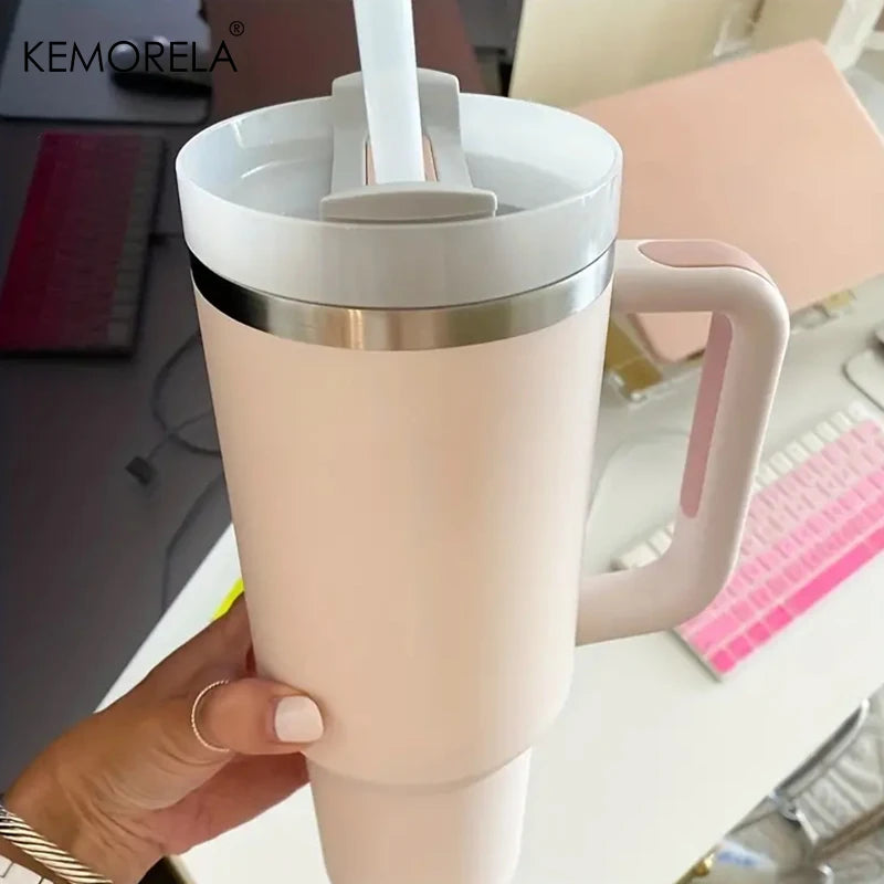 KEMORELA 900ML/1200ML Double Wall Vacuum Insulated Travel Mug with Handle Stainless Steel Water Bottle Leak Proof Hot And Cold