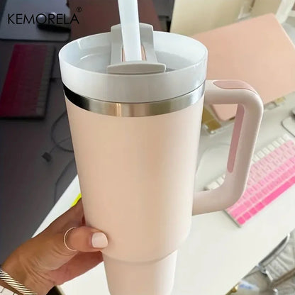 KEMORELA 900ML/1200ML Double Wall Vacuum Insulated Travel Mug with Handle Stainless Steel Water Bottle Leak Proof Hot And Cold