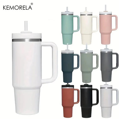KEMORELA 900ML/1200ML Double Wall Vacuum Insulated Travel Mug with Handle Stainless Steel Water Bottle Leak Proof Hot And Cold