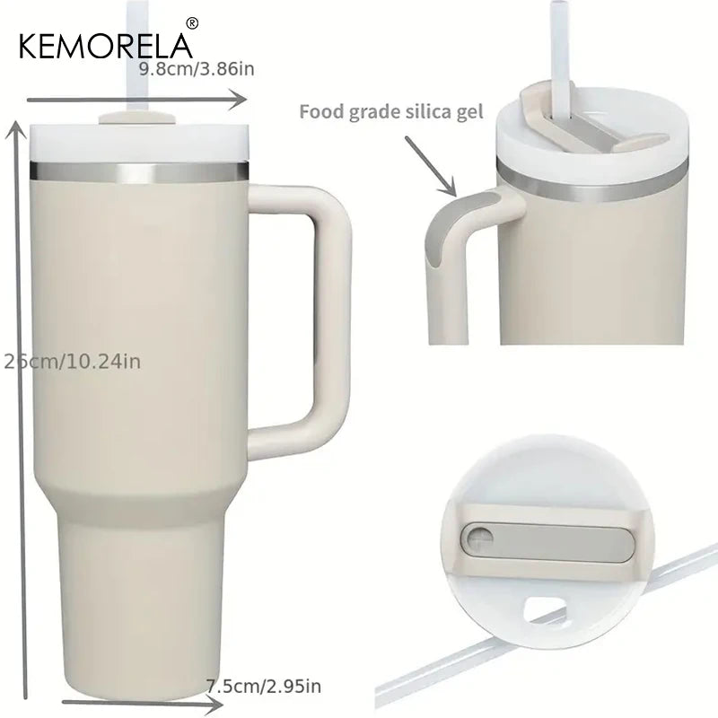KEMORELA 900ML/1200ML Double Wall Vacuum Insulated Travel Mug with Handle Stainless Steel Water Bottle Leak Proof Hot And Cold