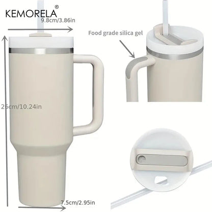 KEMORELA 900ML/1200ML Double Wall Vacuum Insulated Travel Mug with Handle Stainless Steel Water Bottle Leak Proof Hot And Cold
