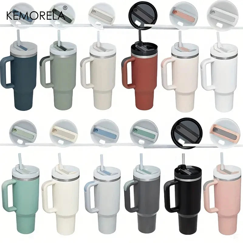 KEMORELA 900ML/1200ML Double Wall Vacuum Insulated Travel Mug with Handle Stainless Steel Water Bottle Leak Proof Hot And Cold