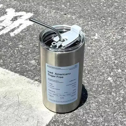 Thermos Cup Portable 304 Stainless Steel Coffee Mug Thermal Leak-proof Water Bottle with Straw Insulated Bottle Drinkware